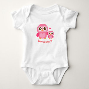 Body Para Bebê Mamãe e Eu, Coruja Bebê Fofa, Rosa