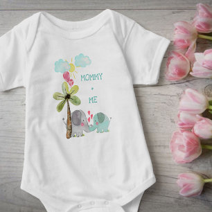 Body Para Bebê Mamãe e Eu Elefante Mãe e Bebê Azul