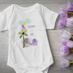 Body Para Bebê Mamãe e Eu   Lilás Mamãe e Bebê Elefante
