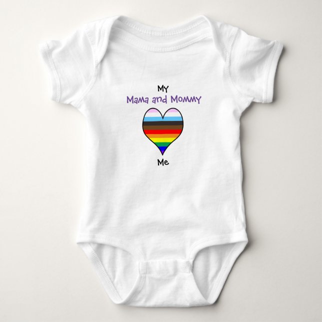 Body Para Bebê Mamãe e Mamãe Rainbow Heart (Frente)