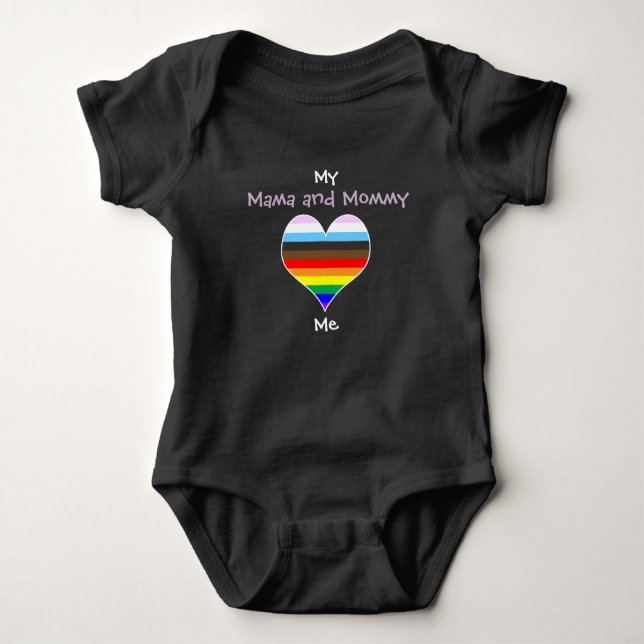 Body Para Bebê Mamãe e Mamãe Rainbow Heart Bebê Bodyfit (Frente)