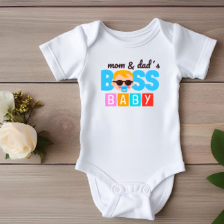 Body Para Bebê Mamãe e Papai Engraçados do Bebê Chefe Menino