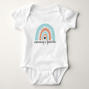 Body Para Bebê Mamãe Favorita Rainbow Heart Peach Azul