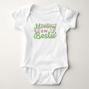Body Para Bebê Mamãe fofa é minha melhor amiga Citação Rosa Verde