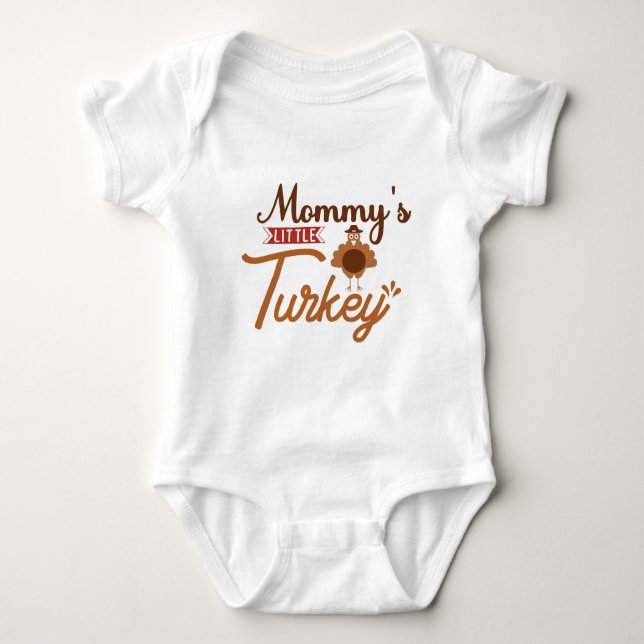 Body Para Bebê Mamãe Pequena Turquia Típica para bebês (Frente)
