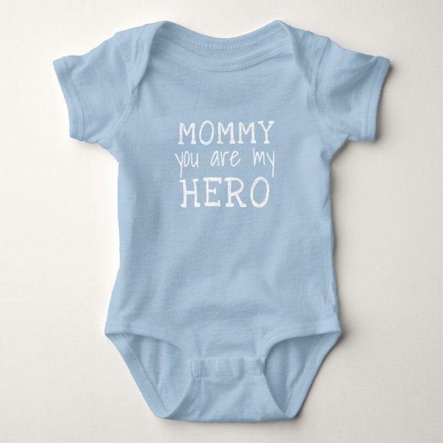 Body Para Bebê Mamãe você é meu Herói Simples Typografia Azul (Frente)