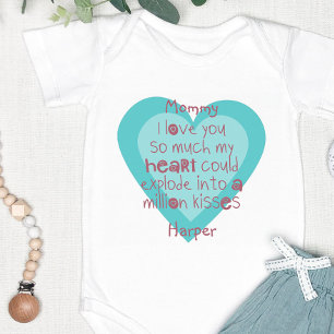 Body Para Bebê Mamães bonitas personalizadas com coração azul