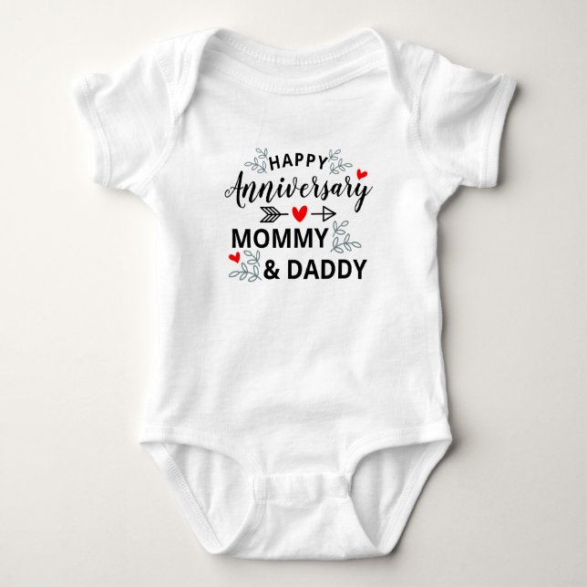 Body Para Bebê Mamães e Pais de Feliz Aniversário Personalizados (Frente)
