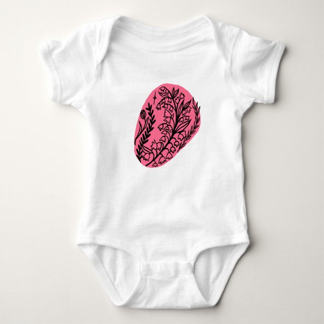 Body Para Bebê Mancha de Pintura Boho Abstrata Com Flores Silvest (Frente)