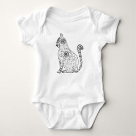 Body Para Bebê Mandala Cat Jersey Bodyfato, Branco