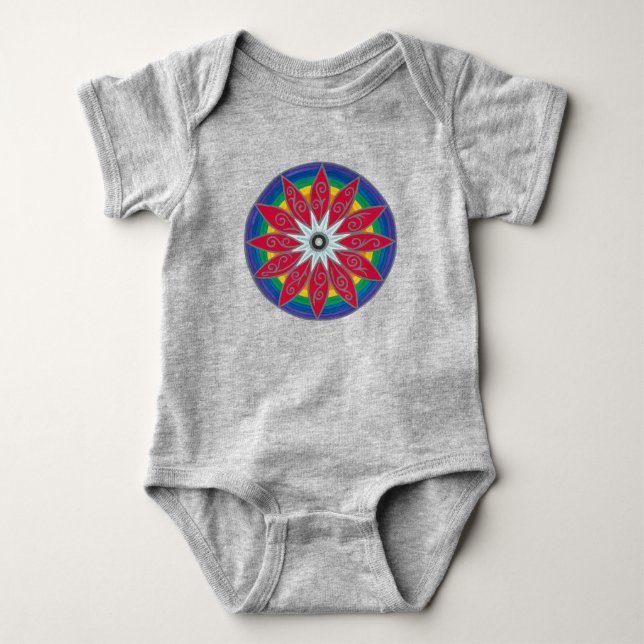 Body Para Bebê Mandala de flor geométrica piñata (Frente)