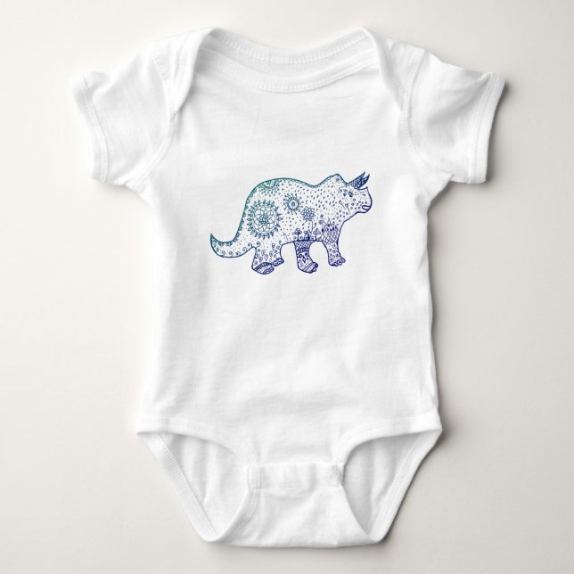 Body Para Bebê Mandala Dinossaur Desenhando Bebê Roupa (Frente)