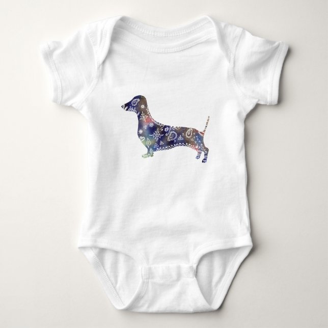 Body Para Bebê Mandala Dog Jersey Bodyfato, Branco (Frente)