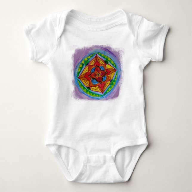 Body Para Bebê Mandala Drawing Baby Jersey Bodycase (Frente)