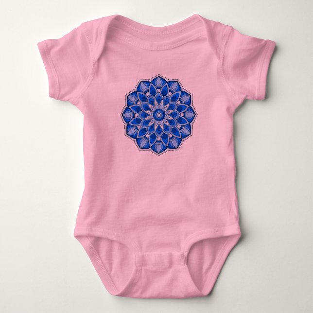 Body Para Bebê Mandala em azul (Frente)