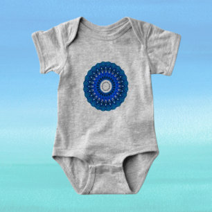 Body Para Bebê Mandala em Roupas para Bebês e Adultos Azul