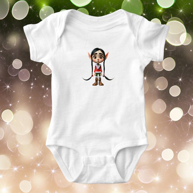 Body Para Bebê Manga Garota Elfo de Natal Bodysuit de Bebê (Criador carregado)