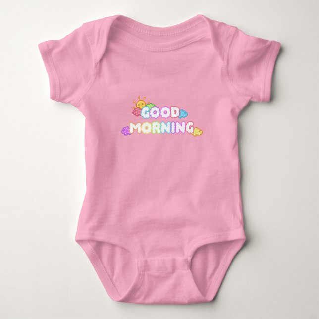 Body Para Bebê Manhã Ensolarada Kawaii e Nuvens Arco-íris (Frente)