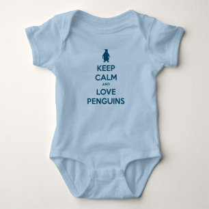 Body Para Bebê Mantenha a calma e ame pinguins (o perto do
