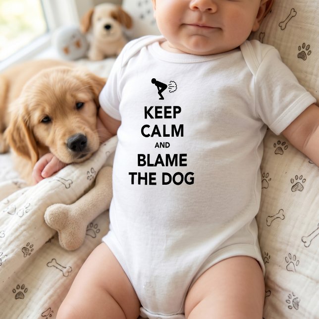 Body Para Bebê Mantenha a Calma e Culpe o Cachorro (Criador carregado)
