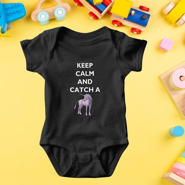 Body Para Bebê Mantenha Calma e Roxo Unicorn Bebê Dark Roupa (Keep Calm & Purple Unicorn Baby Dark Bodysuit)
