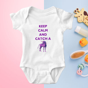 Body Para Bebê Mantenha-Se Calmo, Roxo Unicorn Bebê Jérsei Roup