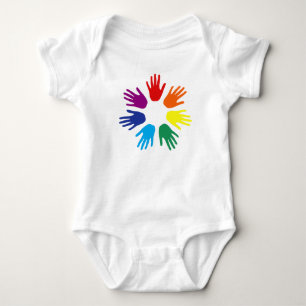 Body Para Bebê Mãos arco-íris
