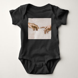 Body Para Bebê Mãos de Deus, Pai e Adão, de Michelangelo