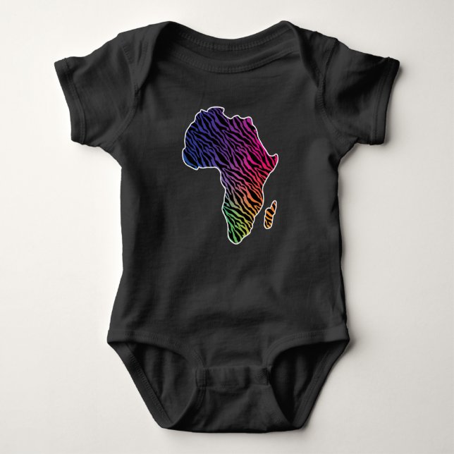 Body Para Bebê Mapa Africano do Orgulho Zebra Padrão (Frente)