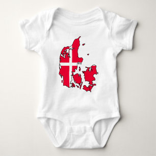 Body Para Bebê mapa da bandeira de Dinamarca