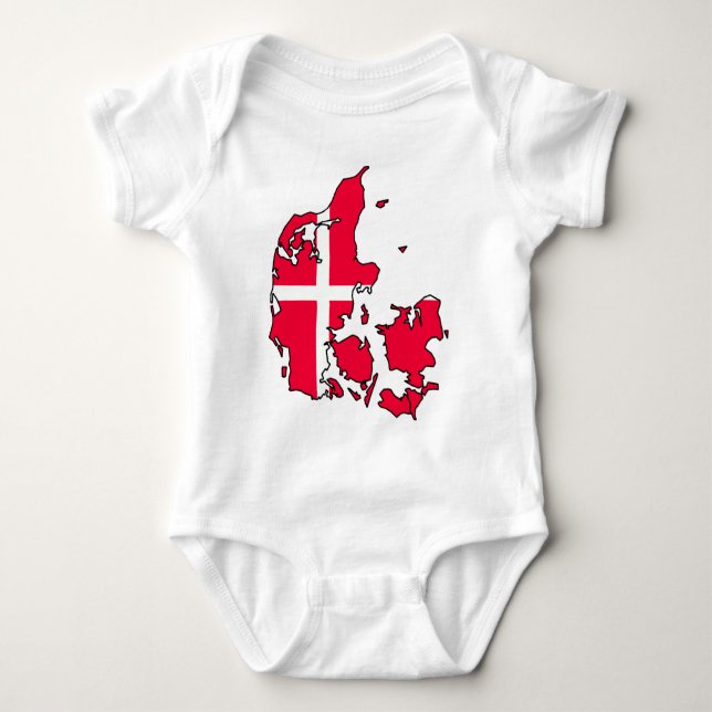 Body Para Bebê mapa da bandeira de Dinamarca (Frente)