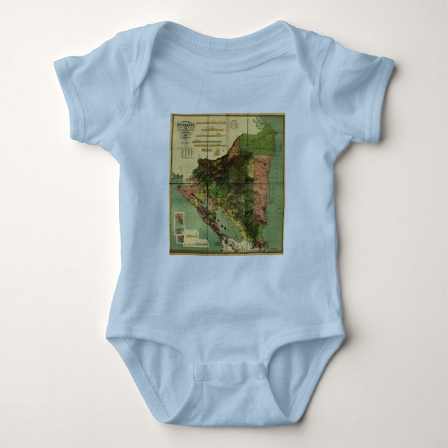 Body Para Bebê Mapa de 1898 oficiais de Nicarágua (Frente)
