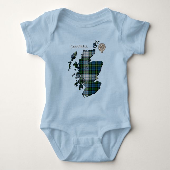 Body Para Bebê Mapa do Clan Campbell Crest & Dress Tartan (Frente)