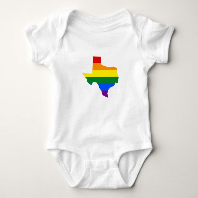 Body Para Bebê Mapa do orgulho LGBT do Texas (Frente)