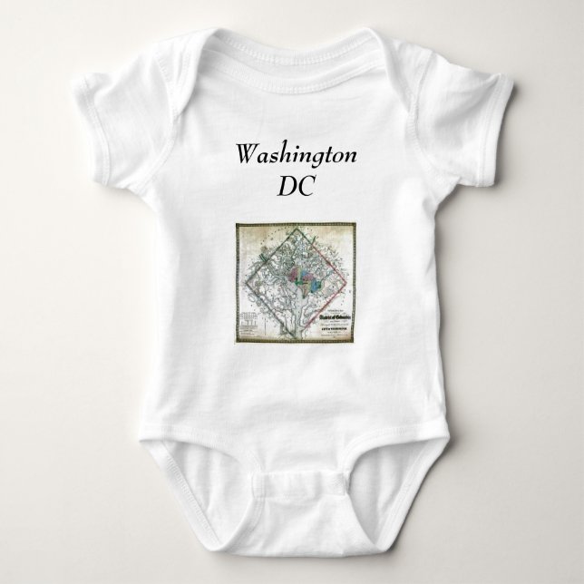 Body Para Bebê Mapa e bandeira do Washington DC (Frente)