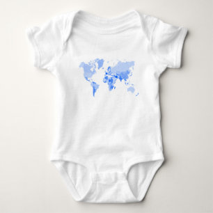 Body Para Bebê Mapa Mundial Amarrado Azul Pálido