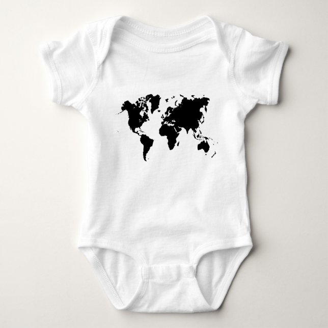 Body Para Bebê Mapa Mundial - Preto (Frente)
