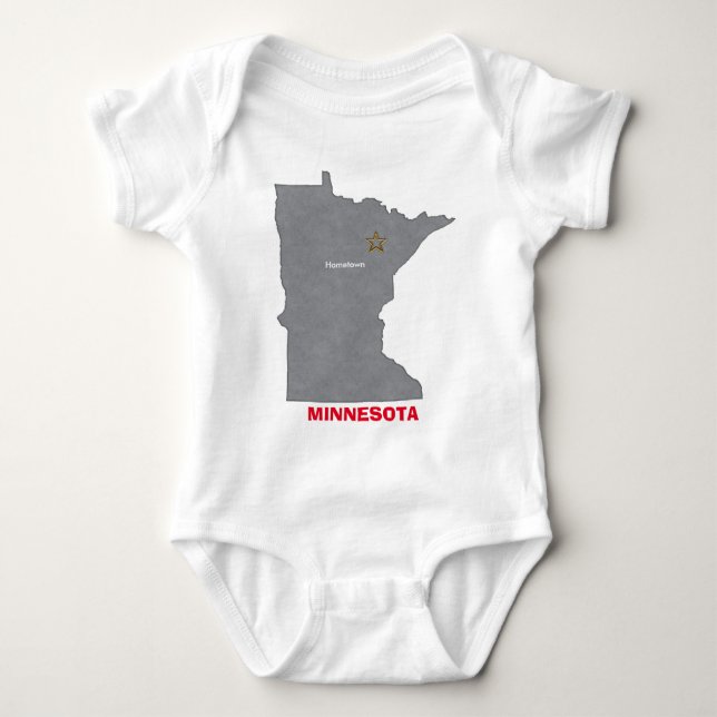 Body Para Bebê Mapa personalizado da cidade nataa de MINNESOTA (Frente)