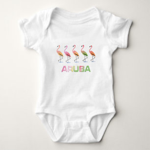 Body Para Bebê Março dos flamingos tropicais ARUBA