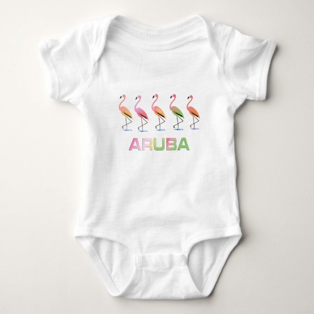 Body Para Bebê Março dos flamingos tropicais ARUBA (Frente)