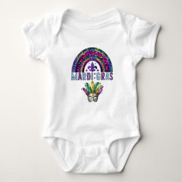 Body Para Bebê Mardi Gras Rainbow e Mask Baby Bodydress