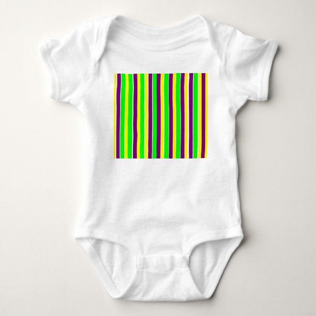 Body Para Bebê Mardi Gras Stripes (Frente)