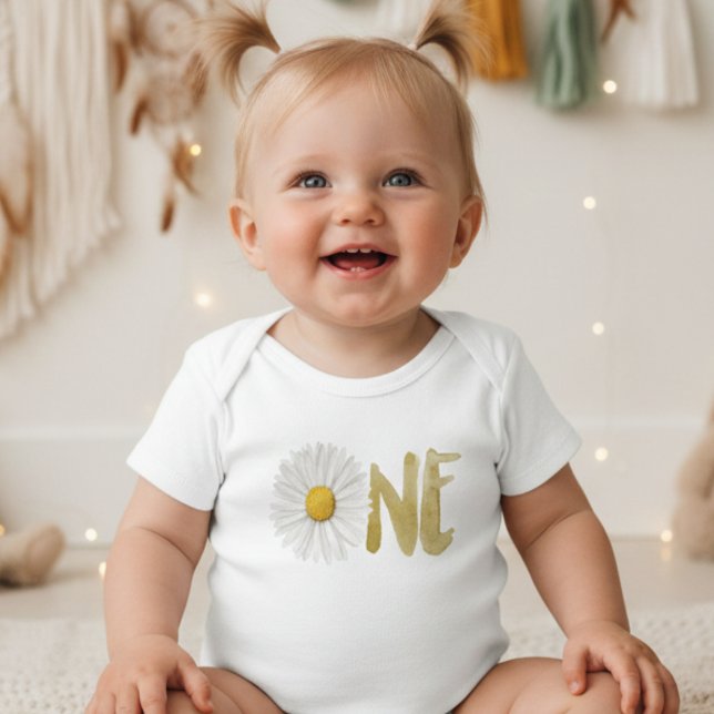 Body Para Bebê Margarida aquarela primeiro, um (Criador carregado)