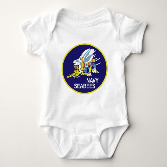 Body Para Bebê MARINHO dos Seabees (Frente)