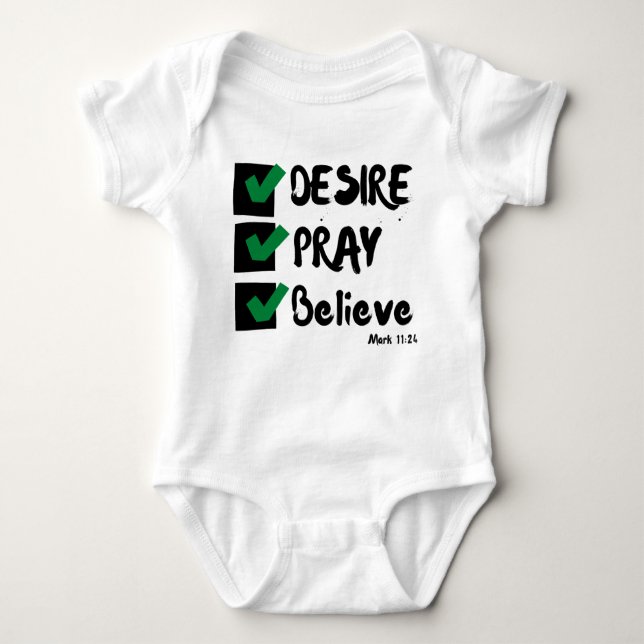 Body Para Bebê Mark 11:24 Unisex de Escritura de Bíblia KJV (Frente)