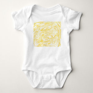 Body Para Bebê Mármore Amarelo Elegante: Textura Desenhada À Mão