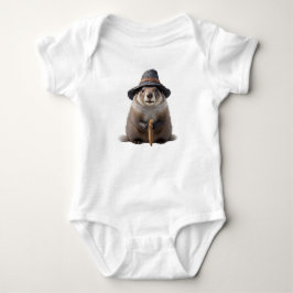 Body Para Bebê Marmota fofa vestindo uma bruxa