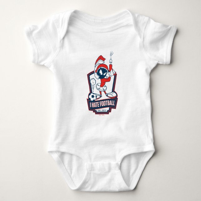 Body Para Bebê MARVIN O MARCIANO™ Gráfico "Eu Odeio Futebol" (Frente)