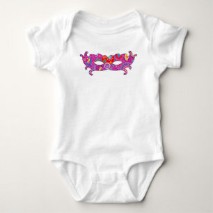 Body Para Bebê Máscara do Carnaval de Mardi Gras - Azul-Rosa Pre
