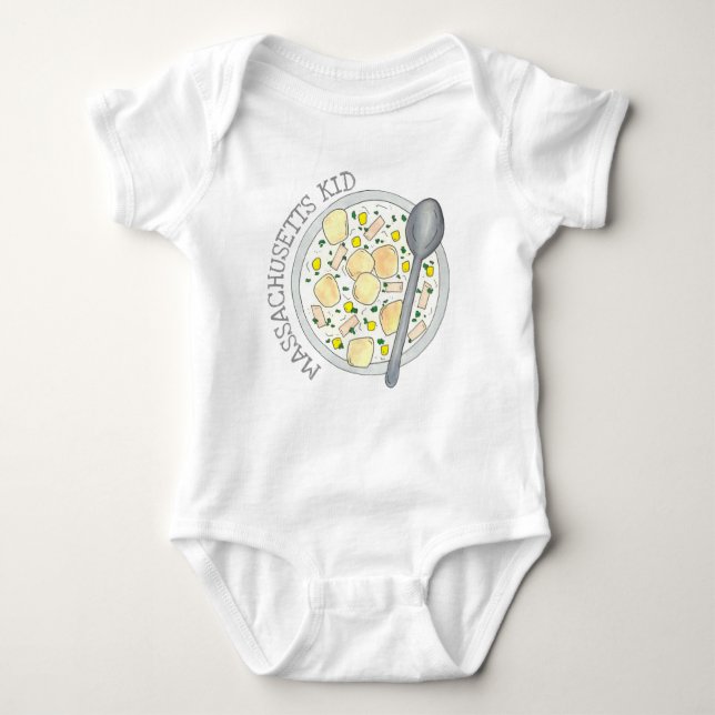Body Para Bebê Massachusetts Kid New England Clam Chowder Foodie (Frente)